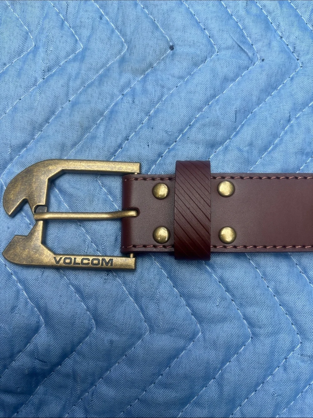 Volcom Brown Leather Belt with Antiqued Brass Buckle Bottle Opener